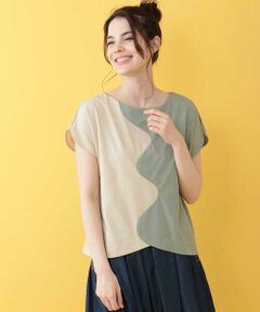 Jocomomola / ホコモモラ カットソー | Colorido ウェーブ切替Tシャツ