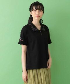 Jocomomola / ホコモモラ カットソー | animoso フラワー刺繍ポロシャツカットソー