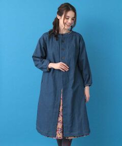 Jocomomola / ホコモモラ ノーカラージャケット | 【2WAY】Suaveデニム ワンピースジャケット