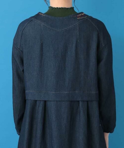 Jocomomola / ホコモモラ ノーカラージャケット | 【2WAY】Suaveデニム ワンピースジャケット | 詳細8