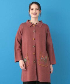 Jocomomola / ホコモモラ カーディガン・ボレロ | Wフェイスニードル刺繍ロングカーディガン