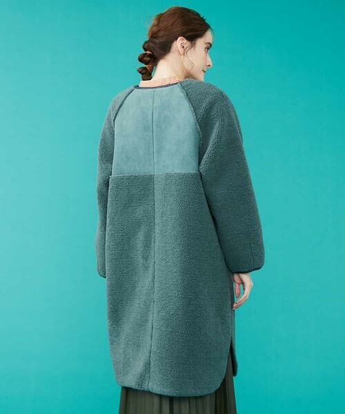 Jocomomola / ホコモモラ ノーカラージャケット | フェイクムートンロングジャケット | 詳細2