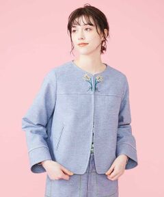 Jocomomola / ホコモモラ ノーカラージャケット | Oler デニム調ジャケット