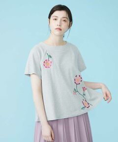 フラワーモチーフワッフルＴシャツ