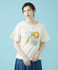 Pop 刺繍アップリケTシャツ