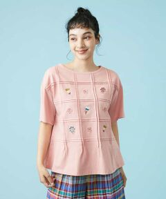 Flor 格子柄刺繍Ｔシャツ