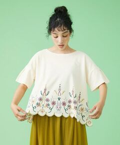 Jocomomola / ホコモモラ カットソー | Vestir 刺繍スカラップカットソー