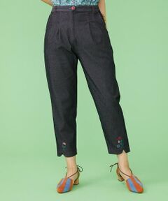 Jocomomola / ホコモモラ ショート・ハーフ・半端丈パンツ | フラワー刺繍テーパードパンツ