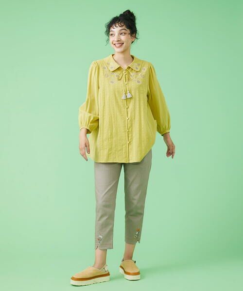 Jocomomola / ホコモモラ ショート・ハーフ・半端丈パンツ | フラワー刺繍テーパードパンツ | 詳細12