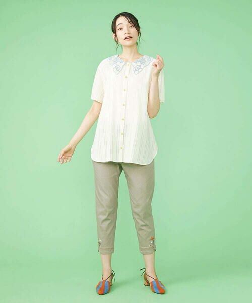 Jocomomola / ホコモモラ ショート・ハーフ・半端丈パンツ | フラワー刺繍テーパードパンツ | 詳細14