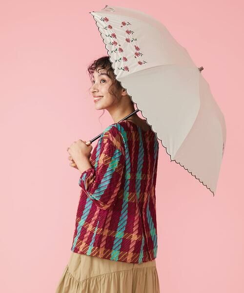 Jocomomola / ホコモモラ 傘 | 【UV・晴雨兼用】フラワー刺繍デザイン折りたたみ傘 | 詳細10