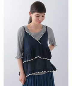 Jocomomola / ホコモモラ タンクトップ | Palmera メッシュ　ティアードニットキャミソール