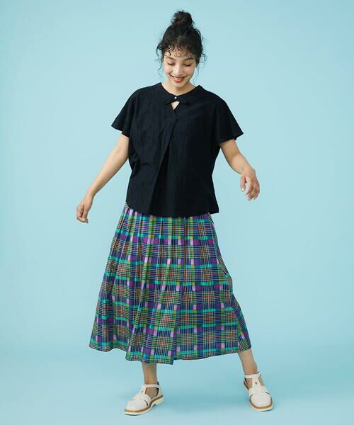 セール】 Linea チェックラップ風スカート （ロング・マキシ丈スカート