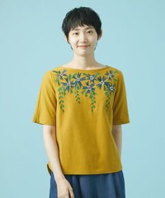 Petalo フラワー刺繍カットソー