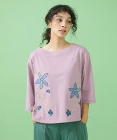 Jugar フラワーアップリケTシャツ