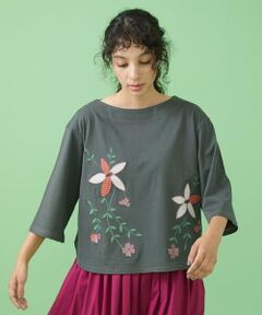 Jugar フラワーアップリケTシャツ