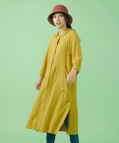 Jocomomola / ホコモモラ ロング・マキシ丈ワンピース | ドットドビーシャツワンピース