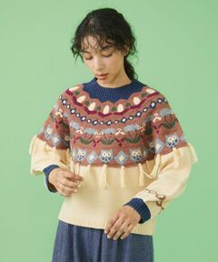 Jocomomola / ホコモモラ ニット・セーター | Pluma アニマルジャカードニット