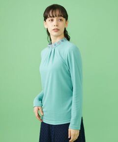 Jocomomola / ホコモモラ カットソー | ベアスムース フラワー刺繍モックネックカットソー