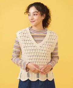 Jocomomola / ホコモモラ ベスト | Varios tejer 透かし編みニットベスト
