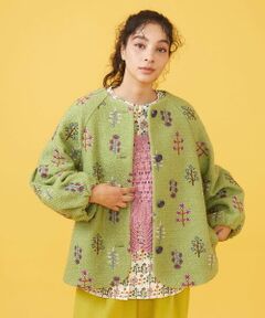 Jocomomola / ホコモモラ ノーカラージャケット | Arbol 刺繍ノーカラージャケット