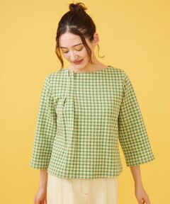 Jocomomola / ホコモモラ カットソー | ギンガムチェック七分袖カットソー