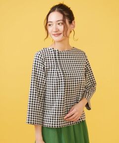Jocomomola / ホコモモラ カットソー | ギンガムチェック七分袖カットソー