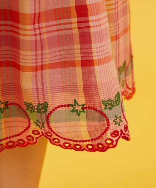 Jocomomola / ホコモモラ ロング・マキシ丈スカート | Tomates 刺繍チェック柄スカート | 詳細9