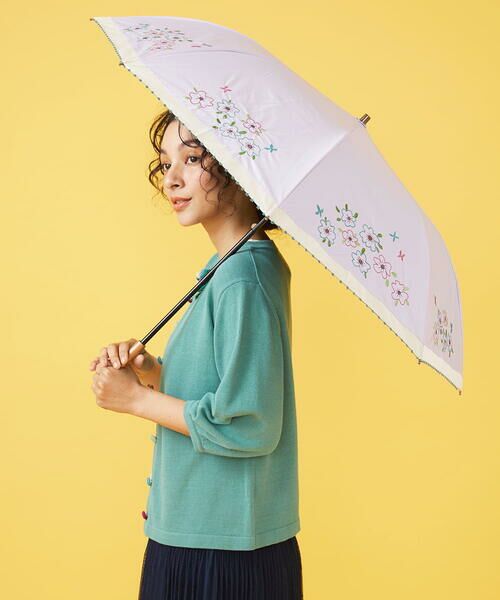 Jocomomola / ホコモモラ 傘 | 【晴雨兼用/UV】フラワー刺繍デザイン折りたたみ傘 | 詳細10