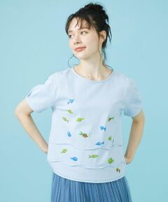 Acuarela フィッシュモチーフ クルーネックTシャツ