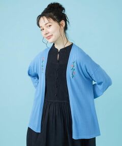 【接触冷感・UVカット】Floretes フラワー刺繍トッパーカーディガン