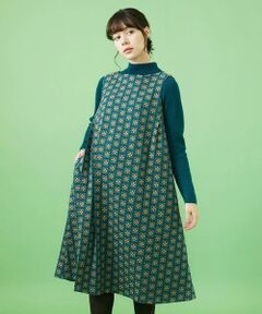 Rosa salmon フラワー総刺繍ノースリーブワンピース