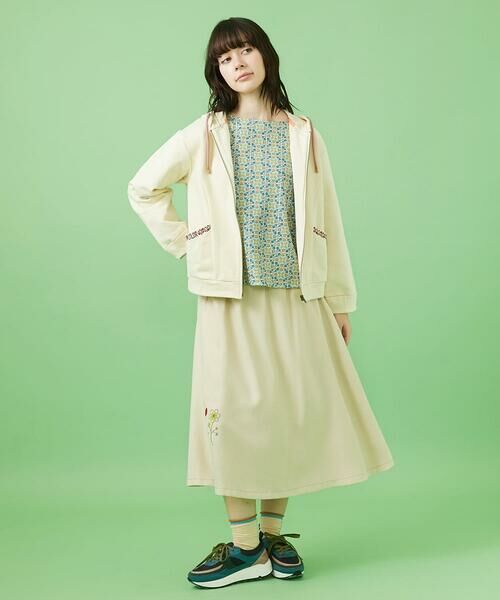 Jocomomola / ホコモモラ ロング・マキシ丈スカート | フラワー刺繍 ピーチ起毛ピンタックスカート | 詳細18
