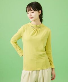 Jocomomola / ホコモモラ カットソー | ベアスムース フラワー刺繍ハイネックカットソー