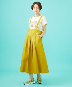 Jocomomola / ホコモモラ ロング・マキシ丈ワンピース | カラーツイル フラワー刺繍サロペットスカート