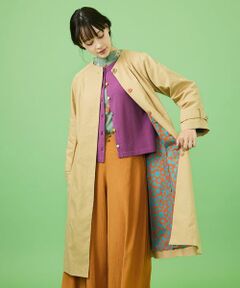 Jocomomola ベージュ ロングコート プリント切り替えフード付きレインコート(その他のグッズ・小物