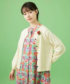 Jocomomola / ホコモモラ カーディガン・ボレロ | Morado クロッシェフラワーブローチ付きカーディガン