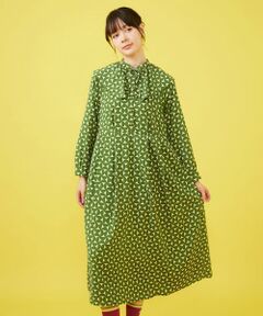 Jocomomola / ホコモモラ ロング・マキシ丈ワンピース | 【2WAY】Hojas giratoria 襟付きプリントワンピース