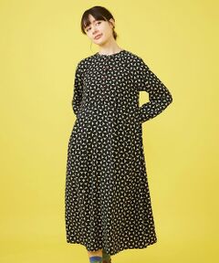 Jocomomola / ホコモモラ ロング・マキシ丈ワンピース | 【2WAY】Hojas giratoria 襟付きプリントワンピース