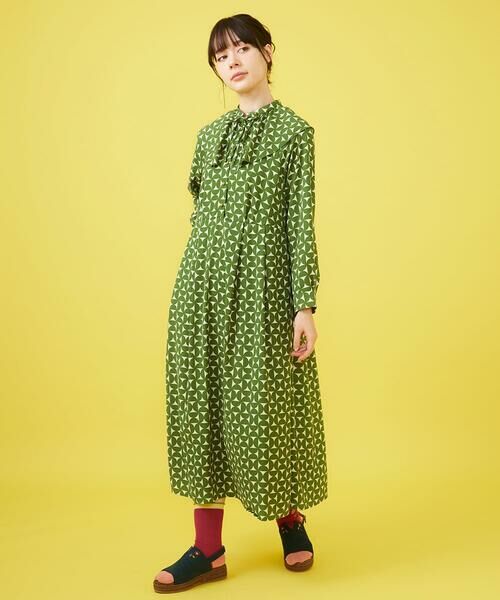 Jocomomola / ホコモモラ ロング・マキシ丈ワンピース | 【2WAY】Hojas giratoria 襟付きプリントワンピース | 詳細13
