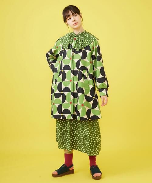 Jocomomola / ホコモモラ ロング・マキシ丈ワンピース | 【2WAY】Hojas giratoria 襟付きプリントワンピース | 詳細14