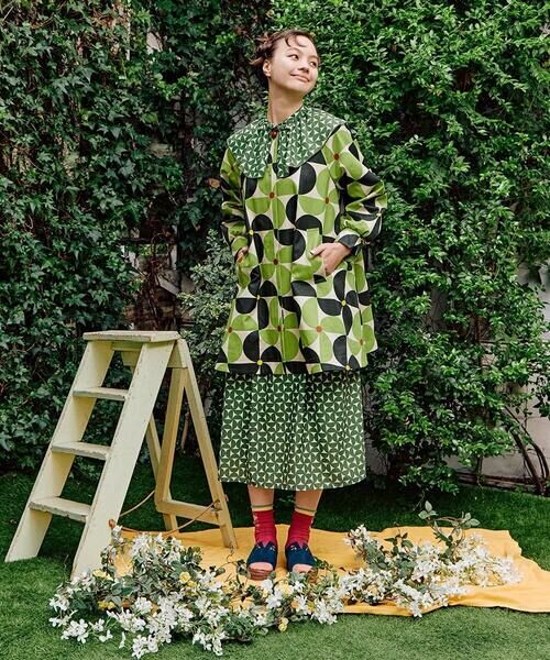 Jocomomola / ホコモモラ ロング・マキシ丈ワンピース | 【2WAY】Hojas giratoria 襟付きプリントワンピース | 詳細20