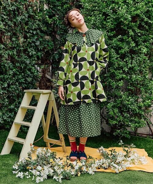 Jocomomola / ホコモモラ ロング・マキシ丈ワンピース | 【2WAY】Hojas giratoria 襟付きプリントワンピース | 詳細21