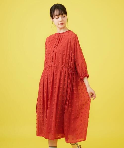 Jocomomola/ホコモモラ ビックドットドビーワンピース レッド M Jocomomola/ホコモモラ ビックドットドビーワンピース レッド M