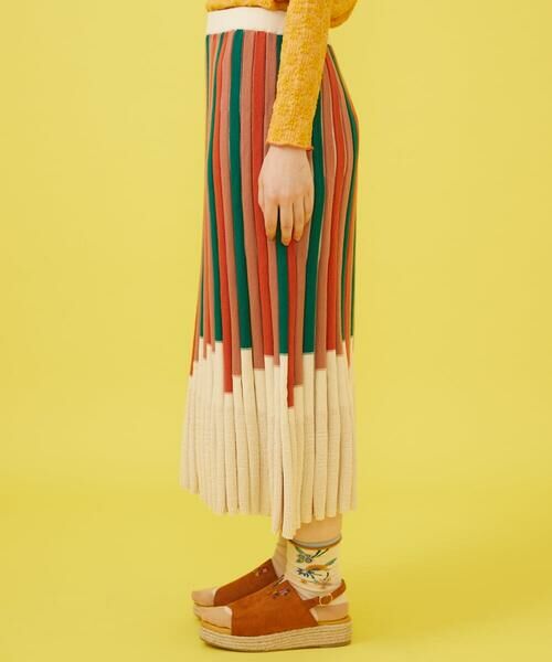 Jocomomola / ホコモモラ ロング・マキシ丈スカート | クラフトニット ストライプニットスカート | 詳細1