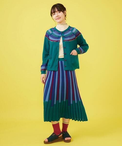 Jocomomola / ホコモモラ ロング・マキシ丈スカート | クラフトニット ストライプニットスカート | 詳細15