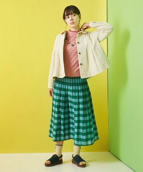 Jocomomola / ホコモモラ セットアップ | タック入りAラインカツラギジャケット | 詳細14