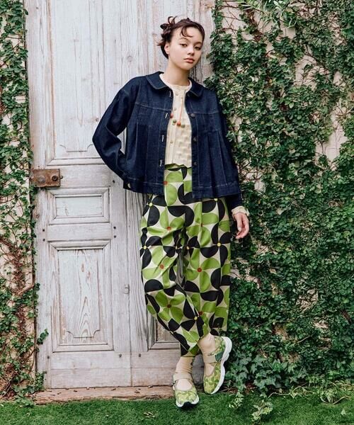 Jocomomola / ホコモモラ その他パンツ | Verde manzana プリントカーブシルエットパンツ | 詳細3