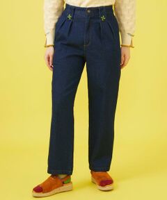 Jocomomola / ホコモモラ チノ・ワークパンツ | 刺繍入りデニムストレートパンツ