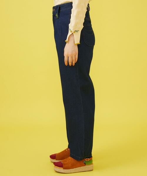 Jocomomola / ホコモモラ チノ・ワークパンツ | 刺繍入りデニムストレートパンツ | 詳細1